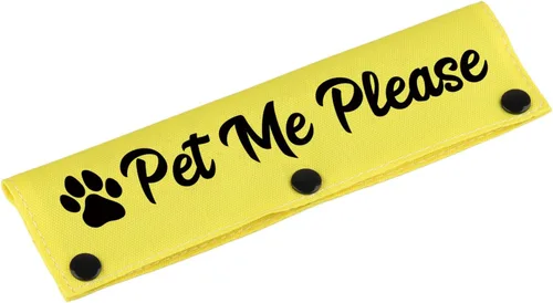 Vista 9 de Divertida funda para correa para perro, con texto en inglés "Pet Me Please Dog", para alerta, parche de identificación colgante, regalo de Pet Me