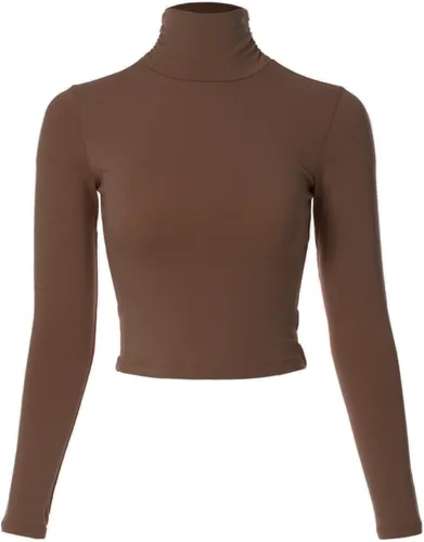 Vista 17 de MixMatchy Camiseta básica de manga larga con cuello alto y corte ajustado para mujer Negro