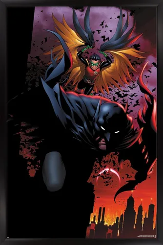 Vista 8 de Trends International DC Comics Batman - Póster de pared de ataque de Batman y Robin, 22.4 pulgadas de largo x 14.7 pulgadas, versión enmarcada