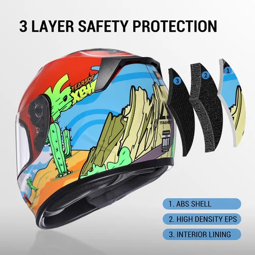 Vista 3 de TRIANGLE Casco de motocicleta para niños, casco de cara completa ligero con 2 viseras aprobado por DOT
