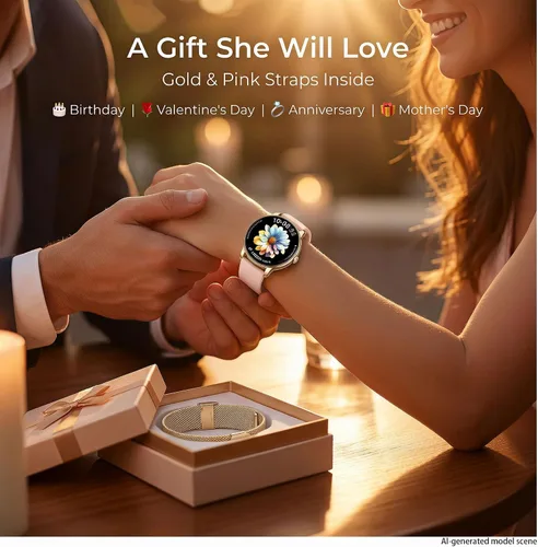 Vista 7 de Relojes inteligentes para mujer ultra delgados, rastreador de actividad AMOLED de 1.32 pulgadas con frecuencia cardíaca, oxígeno en sangre, monitor