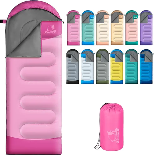 Vista 14 de Sacos de dormir para adultos y niños - 3 estaciones para clima frío y cálido, impermeables para acampar - Sacos de dormir ligeros para camping