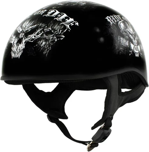 Vista 9 de Hot Leathers Avanzado Moto DOT Skull Cap Classic Half Cascos Biker HLD HLT