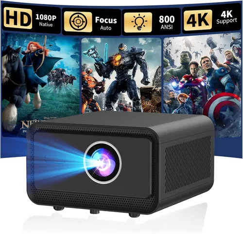 Vista 12 de Mini proyector con WiFi y Bluetooth, compatible con corrección Keystone automática 4K 1080P 170 ANSI, proyector portátil giratorio de 210°