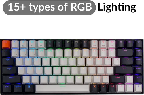 Vista 7 de Keychron K2 - Teclado mecánico con cable Bluetooth inalámbrico y USB con interruptor rojo Gateron G Pro teclas de doble disparo retroiluminación RGB