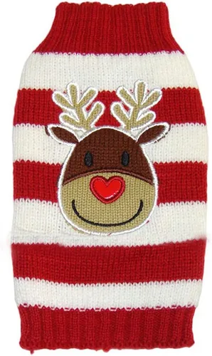 Vista 39 de Suéter de dos patas de algodón acanalado para Halloween, cuello alto a rayas alces estampado de Navidad para Teddy, Chihuahua, Shih Tzu, Yorkshire