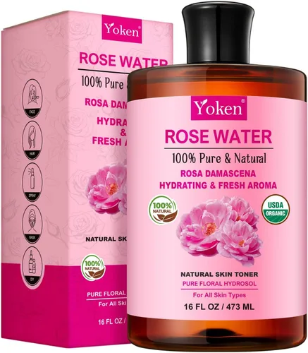 Vista 8 de Yoken Spray de agua de rosas orgánica de 8 onzas, niebla facial orgánica USDA, sin alcohol