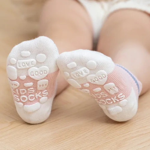Vista 4 de Juego de 5 pares de calcetines antideslizantes para bebés, niños y niñas, juego de calcetines suaves y elegantes
