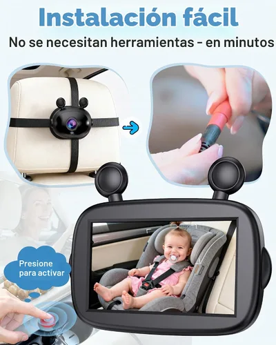 Vista 3 de Cámara de coche de bebé HD 1080P: Fácil de instalar cámara de asiento de coche de gran angular de 150 °