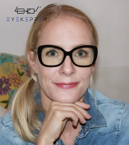 Vista 3 de Eyekepper Gafas de computadora para mujer, gafas de lectura de gran tamaño, bloqueo de luz azul, color negro