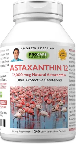 Vista 9 de ANDREW LESSMAN Astaxantina 12 mg - 120 cápsulas blandas - 12000 mcg de astaxantina natural, potente carotenoide antioxidante. Protección para ojos