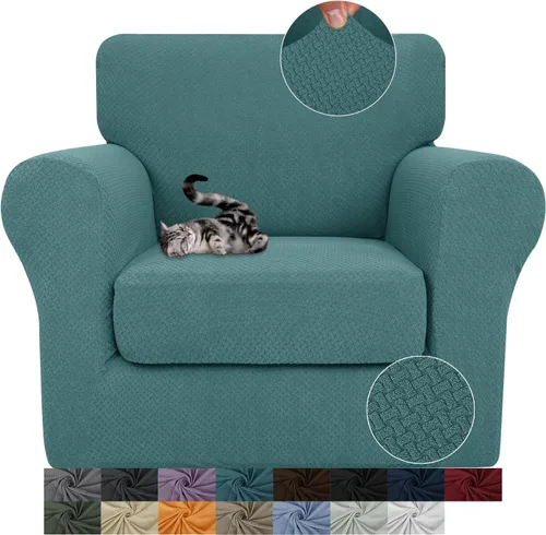 Vista 33 de JIVINER Fundas de sofá de 3 piezas para sofá de 2 cojines, funda elástica para sofá con 2 fundas de cojín de asiento extra grandes, fundas de sofá
