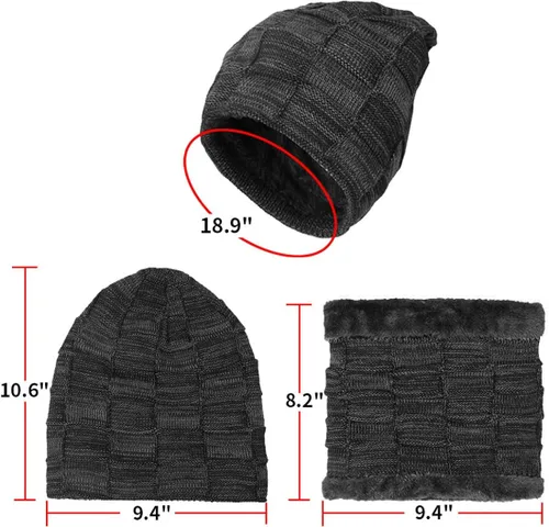 Vista 3 de KRATARC Conjunto de bufanda cálida de invierno para hombres y mujeres al aire libre