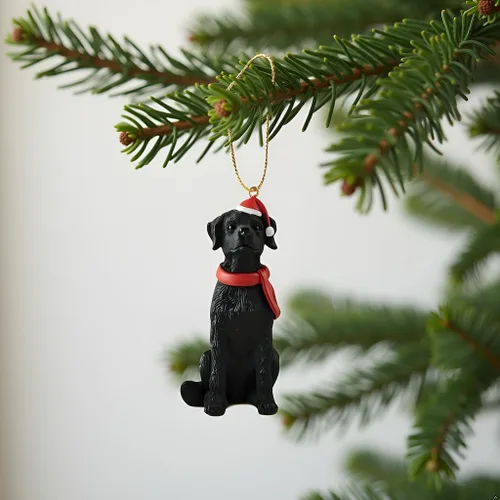 Vista 3 de Figurino de Adorno Colgante de Árbol de Navidad de Labrador Negro - Adorno de Labrador Negro, Adornos de Perro para Vacaciones, Relleno de Calcetas