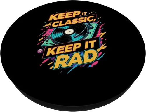 Vista 2 de Keep It Classic Rad Turntable Record Player Retro Music PopSockets Adhesive PopGrip