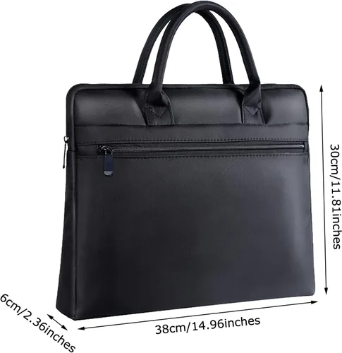 Vista 9 de Bolsa de documentos con asa Oxford impermeable para hombre, bolsa de mano para llevar archivos de papel, color negro