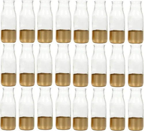 Vista 15 de Hosley Juego de 12 jarrones pequeños de cristal dorado de 5.5 pulgadas a granel para tallos individuales, decoración de centro de mesa para bodas
