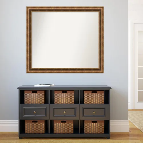 Vista 360 de Amanti Art Espejo de pared personalizado no biselado (25 x 25 pulgadas), marco de bronce acentuado, varios tamaños personalizados, espejo de baño