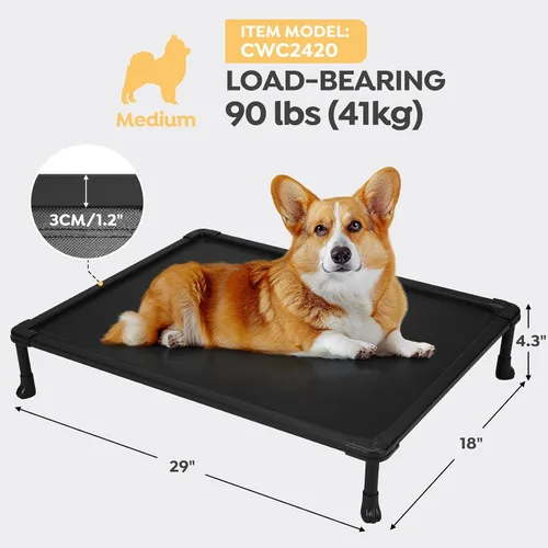 Vista 3 de Veehoo Cama elevada para perros a prueba de mordidos, cama elevada indestructible para masticadores agresivos, plataforma de entrenamiento