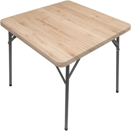 Vista 24 de Mesa cuadrada de tablones de madera, impresión de textura de tablones de madera, borde elástico, adecuada para catering y cocina, apta para mesa
