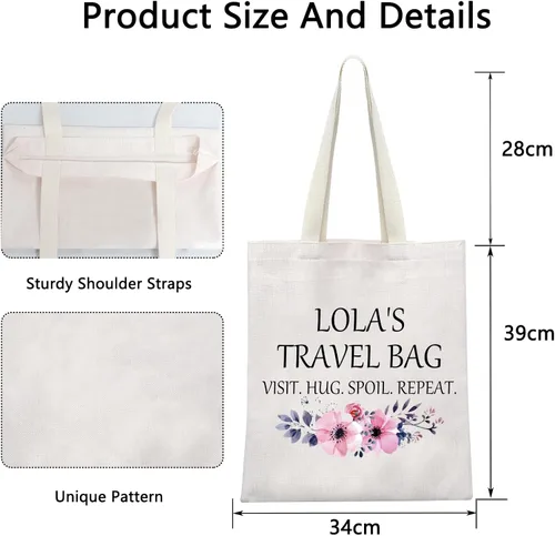 Vista 6 de POFULL Bolsa de viaje Lola - Regalo de cumpleaños, visita, abrazo, repetición de estropeo, bolsa de cosméticos, Bolso tote de viaje de Lola, Grande