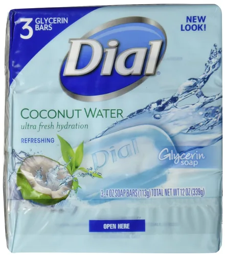 Vista 2 de Dial Jabón en barra para el cuidado de la piel, agua de coco, 4 onzas (paquete de 3)