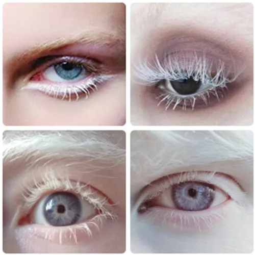 Vista 7 de Pestañas Postizas Blancas de Halloween Herramientas de Extensión de Pestañas Blancas para Ojos Anime Cosplay Maquillaje de Aspecto Natural Pestañas