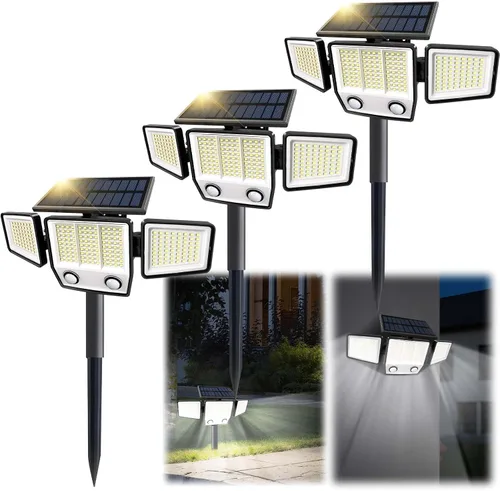 Vista 7 de MDCMDCM Luces solares para exteriores con sensor de movimiento, impermeables, 3000 lúmenes, 3 modos, luces de seguridad para exteriores, iluminación