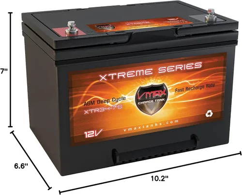 Vista 2 de XTR34-75 12 voltios 75AH ciclo profundo, XTREME AGM 12V grupo 34 batería (1)