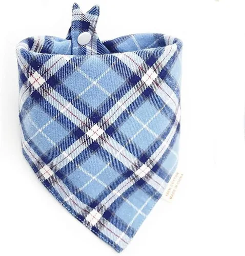 Vista 6 de AnF Bandana de Cumpleaños a Cuadros para Perro y Pañuelo Triangular para Perro - Algodón Suave, Doble Capa, Bandanas Lavables con Botón Ajustable