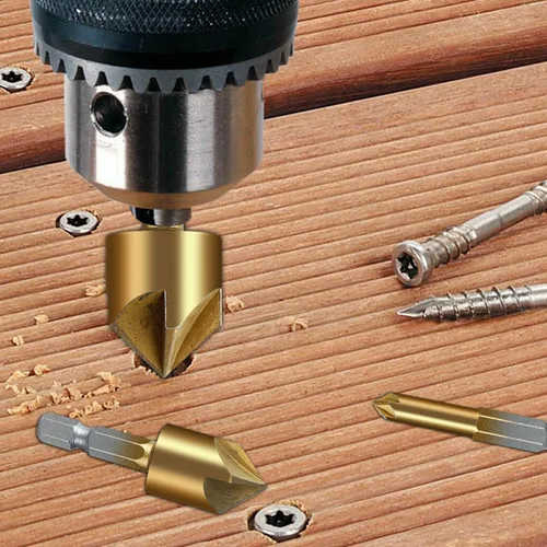 Vista 2 de VALICLUD 8pcs Countersink Drill Bit Set with Punch Cobalt Steel Woodworking Chamfer Tools for Deburring Cone Hole Cutting Rustproof High Hardness