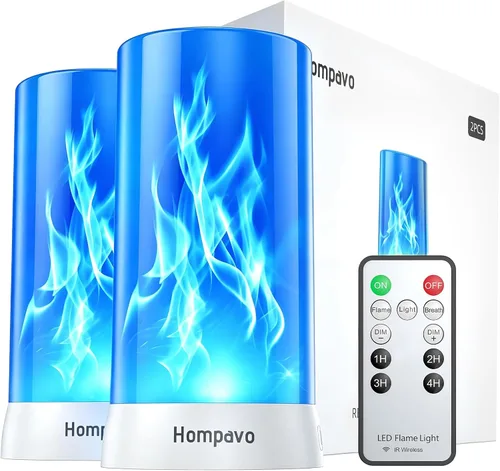 Vista 11 de Hompavo 【Actualizado】 Luces de llama, 4 modos recargables para decoración del hogar Waterproof LED Battery Operated Flameless Candles, Pillar