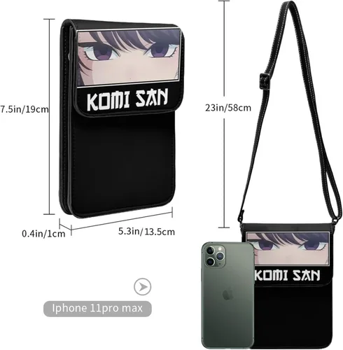 Vista 3 de Haribhakt Anime Komi Can'T Communicate - Bolso cruzado de poliuretano para mujer, bolso cruzado pequeño, bolso de hombro, Negro