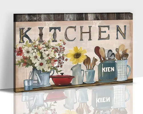 Vista 8 de GUTTATY Imágenes de cocina, arte de pared, pintura colorida de frutas y verduras para comedor, restaurante, regalo del día de la madre para abuela