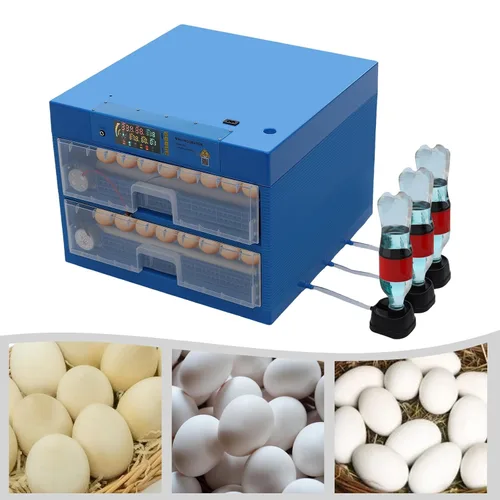 Vista 3 de Incubadora de 128 huevos con giro automático de huevos y control de humedad, incubadoras de uso general de 2 capas para incubar huevos con giro