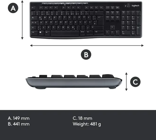 Vista 10 de Logitech combo inalámbrico MK270 de teclado y mouse, Negro