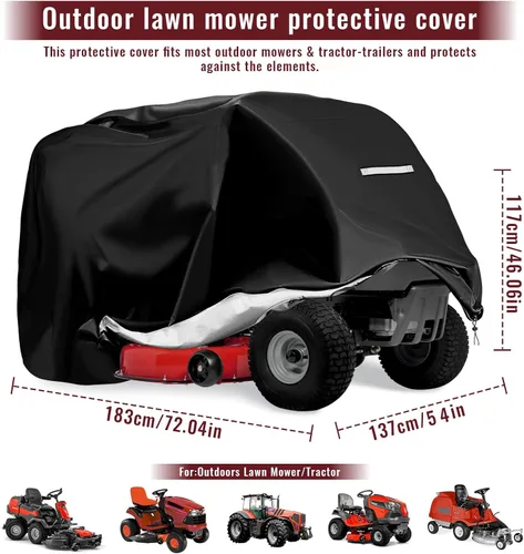 Vista 2 de Cubierta para cortacésped de montar - Cubierta para tractor cortacésped de exterior impermeable resistente 420D anti-UV, ajuste universal, cubiertas