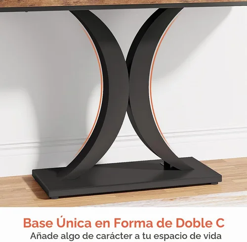 Vista 8 de Tribesigns Mesa consola industrial, mesa de entrada estrecha de 40 pulgadas con base geométrica, mesa decorativa rústica para sala de estar, entrada
