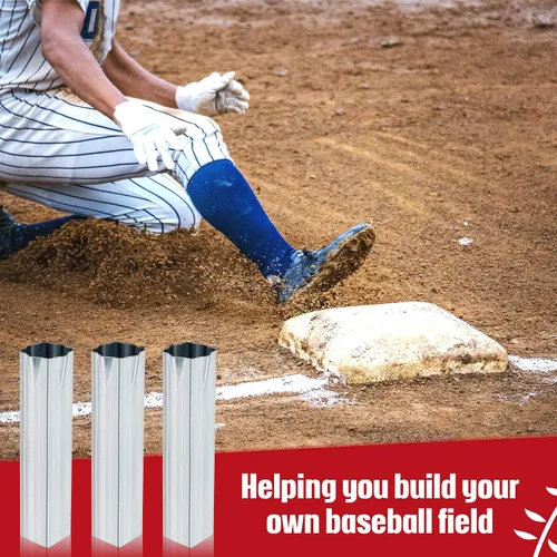 Vista 7 de Dunzy 3 anclajes de tierra de béisbol estilo prensado para bases de béisbol, color plateado