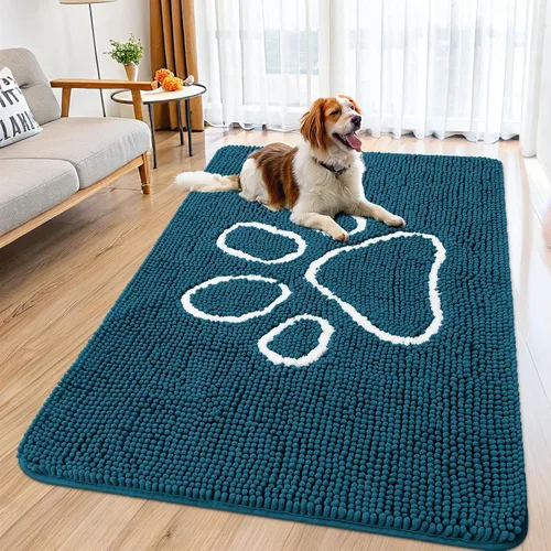 Vista 124 de Smiry Tapete para puerta de perro para patas fangosas, absorbente y Gris y negro