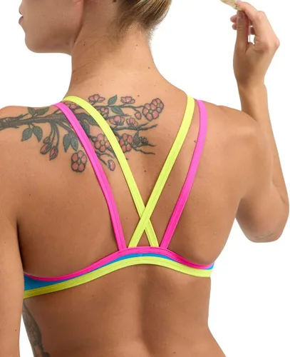 Vista 4 de Arena Traje de baño con espalda cruzada doble para mujer