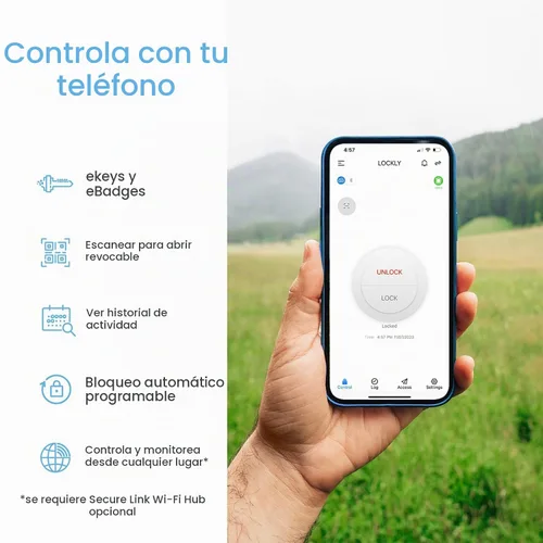 Vista 7 de Lockly Secure Plus, cerradura de puerta inteligente Bluetooth, cerradura de puerta de entrada sin llave con asa, teclado PIN Genie®, sensor