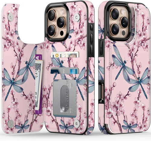 Vista 36 de FUNMIKO Funda tipo cartera para iPhone 15 con tarjetero + clip para efectivo, bloqueo RFID, protección contra caídas de grado militar y obras