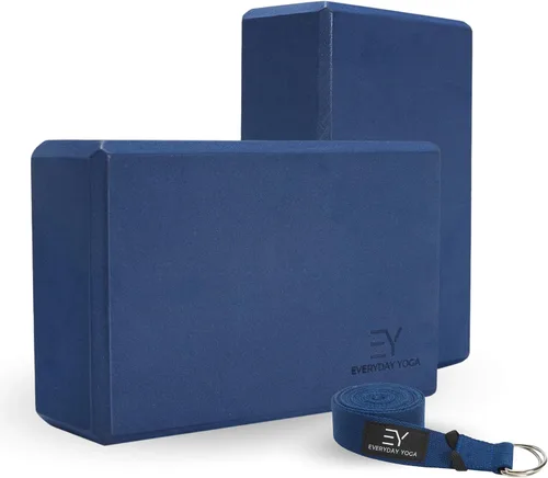 Vista 7 de Everyday Yoga Bloque de espuma y correa de yoga, superficie antideslizante suave para estabilidad, equilibrio y estiramientos profundos, ideal