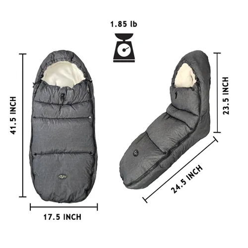 Vista 3 de CozyMe Saco para cochecito – Manta ajustable para cochecito de invierno Evolution para niños pequeños, con forro polar multiusos cálido con capucha