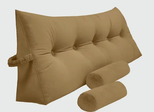 Vista 12 de Peachwell Almohada triangular de lectura para reposo en cama, cojín grande tipo cabecero, respaldo, almohada de cuña con dos almohadas cilíndricas