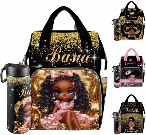 Vista 25 de Mochilas personalizadas con nombre personalizado para bebé, bolsa de pañales con monograma con bolsillos térmicos para adultos y niños, impermeable