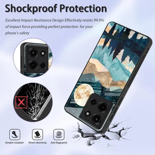 Vista 115 de Funda para Motorola Moto Edge 2022, cubierta trasera de vidrio templado con protector de pantalla, funda protectora a prueba de golpes para Motorola