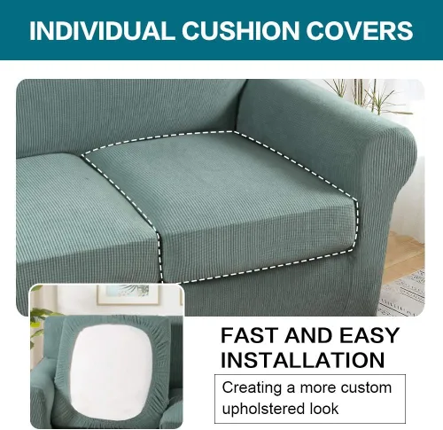 Vista 6 de Turquoize Funda para sofá de 3 plazas, color cian oscuro, funda de sofá biplaza para sofá de 2 asientos