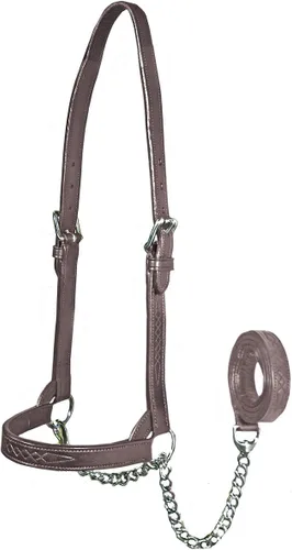 Vista 6 de Derby Originals Cabestro de cuero de puntada de lujo plana de alta calidad con cadena a juego